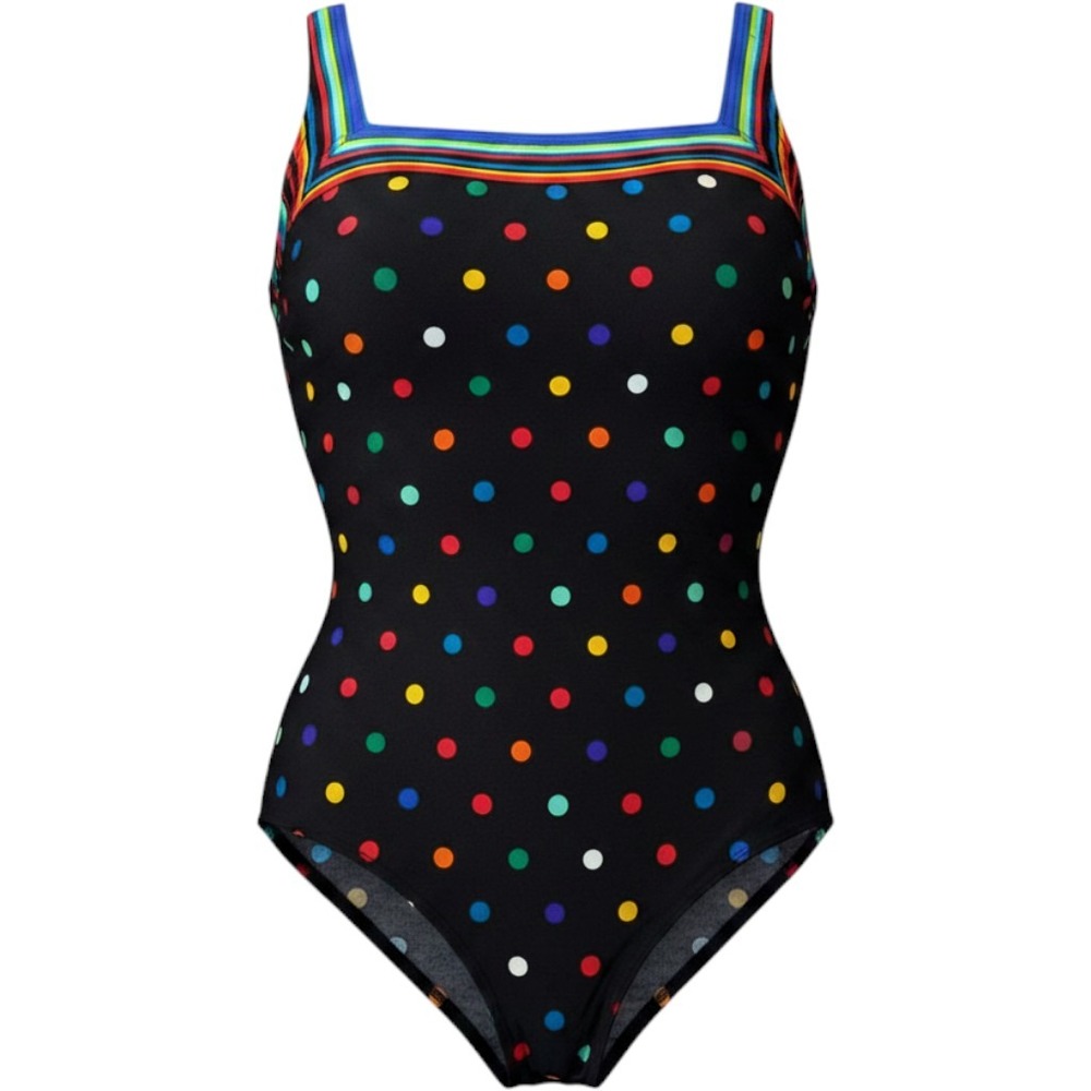 Vintage Gottex Polka Dot Rainbow‎ One Piece Swimsuit Size 1